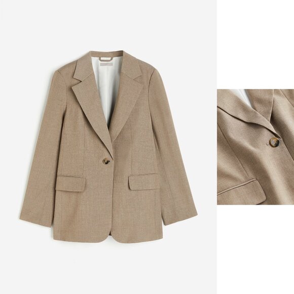 NWOT H&M Single breasted Blazer in Dark beige (XS) - Picture 1 of 7
